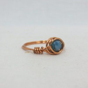 New Copper Wrapped Teal Crystal Hand Crafted Ring